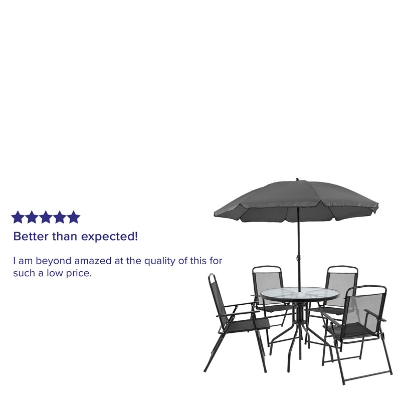 Flash Furniture Nantucket 6 Piece Patio Dining Set with Umbrella