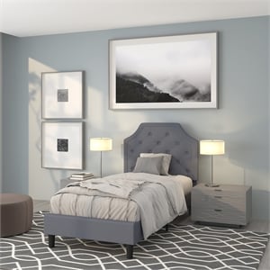 Flash Furniture Brighton Tufted Twin Platform Bed in Light Gray