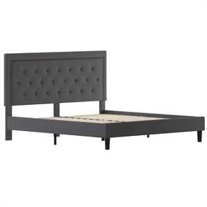 Flash Furniture Roxbury Tufted King Platform Bed in Dark Gray