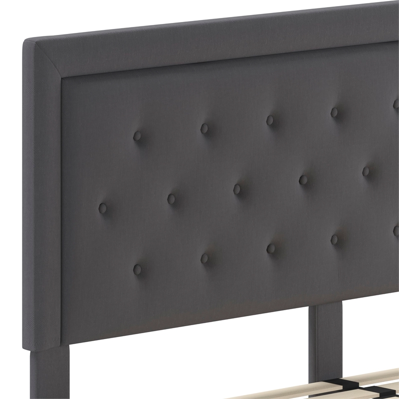Flash Furniture Roxbury Tufted King Platform Bed in Dark Gray