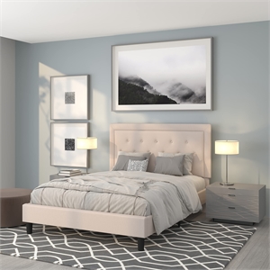 Flash Furniture Roxbury Tufted Queen Platform Bed in Beige