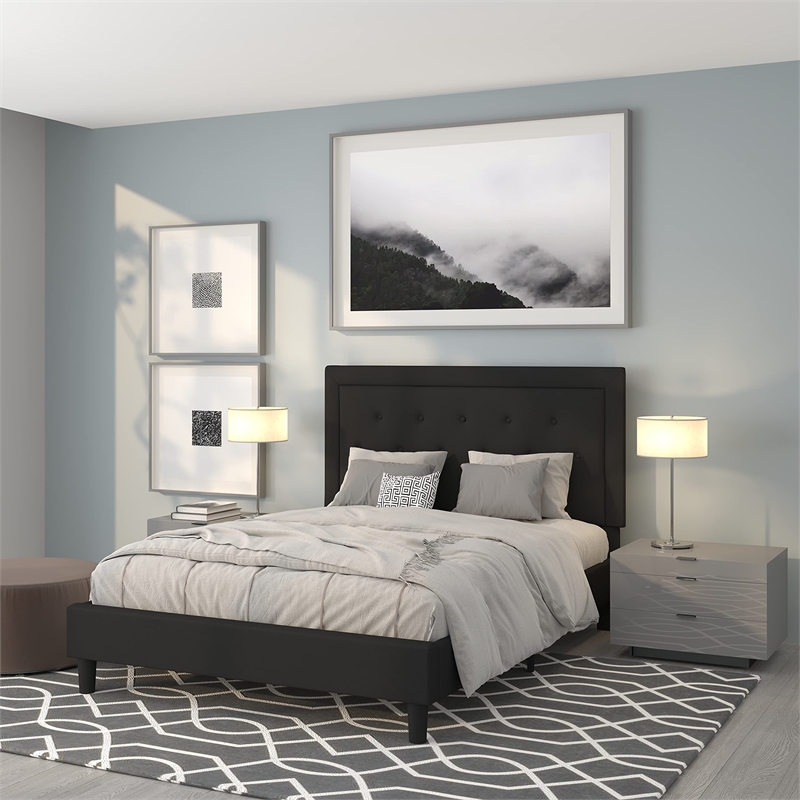 Flash Furniture Roxbury Tufted Queen Platform Bed in Black