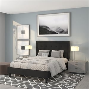 Flash Furniture Roxbury Tufted Queen Platform Bed in Black