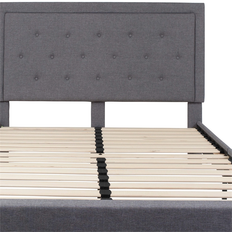 Flash Furniture Roxbury Tufted Queen Platform Bed in Light Gray