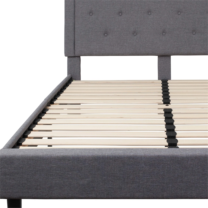 Flash Furniture Roxbury Tufted Queen Platform Bed in Light Gray