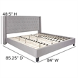 Flash Furniture Riverdale Upholstered King Platform Bed in Light Gray