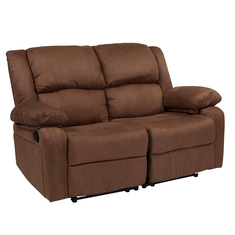 Flash Furniture Harmony Microfiber Upholstered Reclining Sofa in Brown