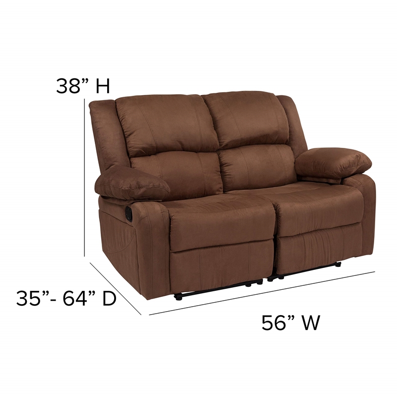 Flash Furniture Harmony Microfiber Upholstered Reclining Sofa in Brown