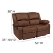 Flash Furniture Harmony Microfiber Upholstered Reclining Sofa in Brown