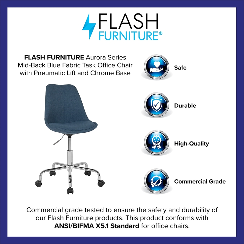 Flash Furniture Mid Back Swivel Office Chair in Blue