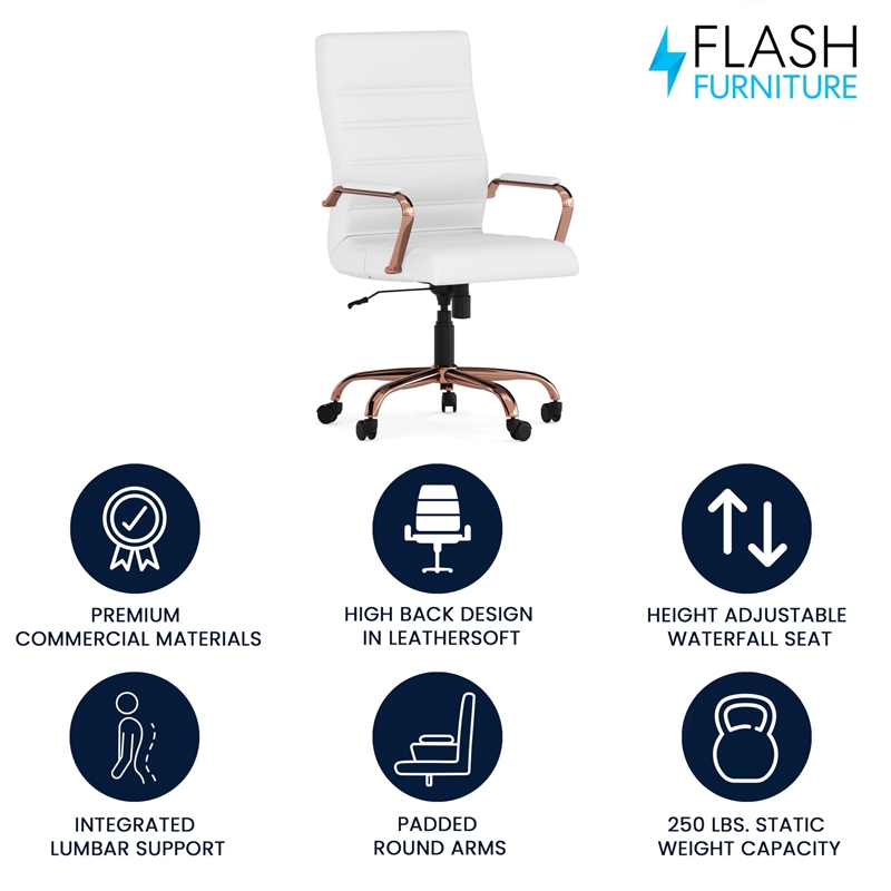 Flash Furniture High Back Leather Swivel Office Chair in White