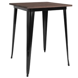 Flash Furniture 32&quot Square Pub Table in Walnut and Black