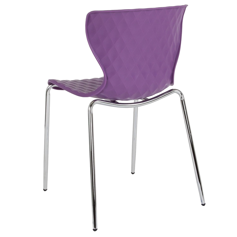 Flash Furniture Lowell Plastic Dining Side Chair in Purple and Chrome