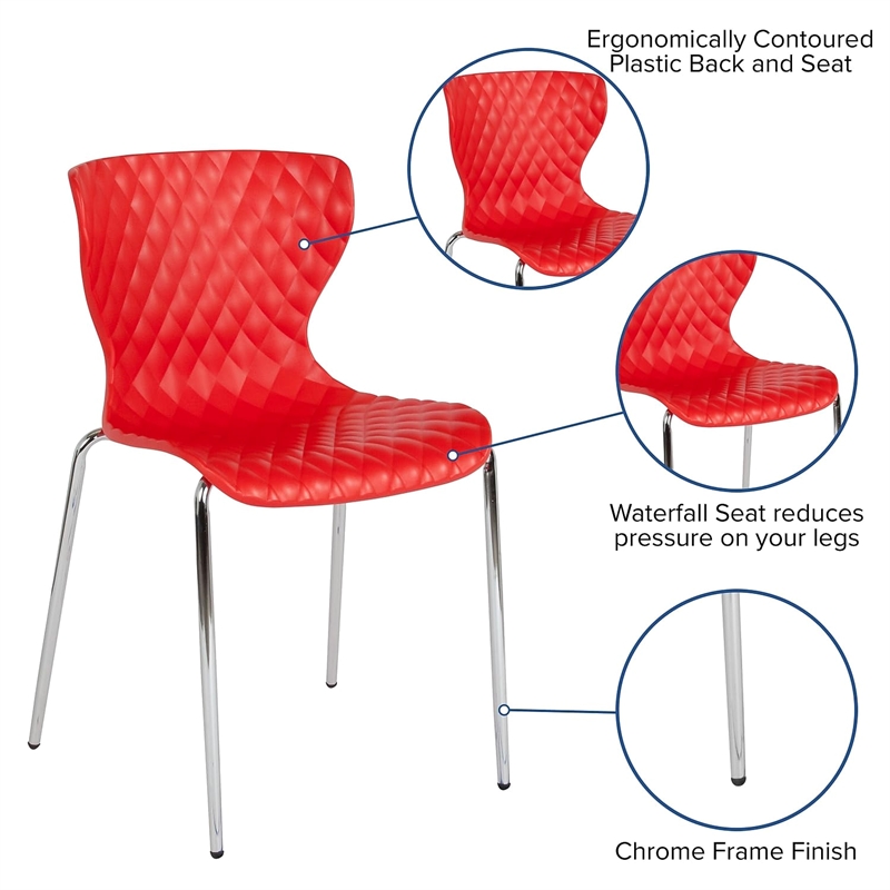 Flash Furniture Lowell Plastic Dining Side Chair Lowell in Red