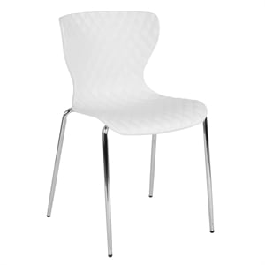 Flash Furniture Lowell Plastic Dining Side Chair in White and Chrome