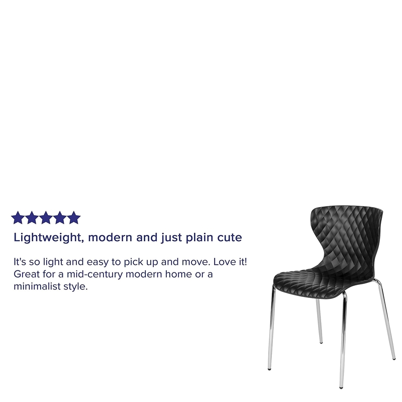 Flash Furniture Lowell Plastic Dining Side Chair in Black and Chrome