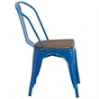 Flash Furniture Metal Stackable Dining Side Chair in Blue