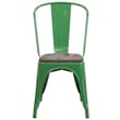 Flash Furniture Metal Stackable Dining Side Chair in Green