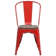 Flash Furniture Metal Stackable Dining Side Chair in Red