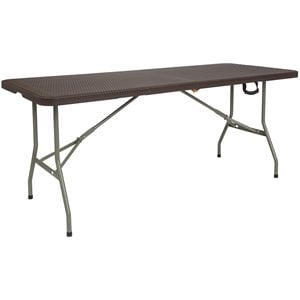 Flash Furniture 71&quot x 29&quot Plastic Bi-Fold Table in Brown and Gray
