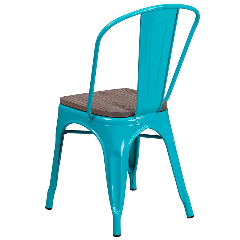 Flash Furniture Metal Dining Side Chair in Crystal Teal