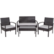 Flash Furniture Aranas 4 Piece Patio Sofa Set in Black and Light Gray