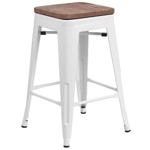 Flash Furniture 24&quot Backless Metal Counter Stool in White