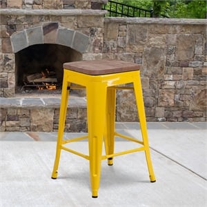 Flash Furniture 24&quot Backless Metal Counter Stool in Yellow