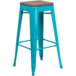 Flash Furniture 30&quot Backless Metal Bar Stool in Crystal Teal