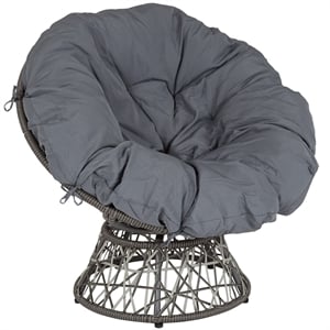Flash Furniture Swivel Patio Papasan Chair in Gray and Silver