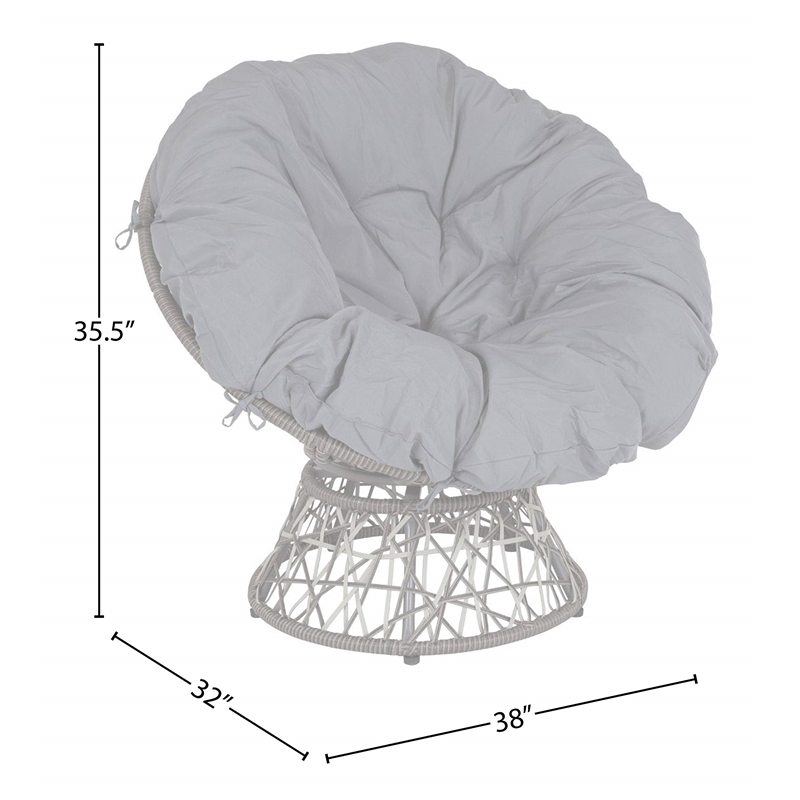 Flash Furniture Swivel Patio Papasan Chair in Gray and Silver