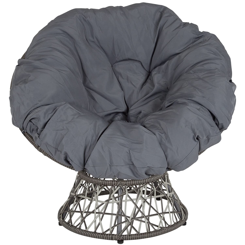 Flash Furniture Swivel Patio Papasan Chair in Gray and Silver