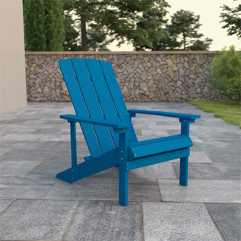 Flash Furniture Charlestown Faux Wood Adirondack Chair In Blue