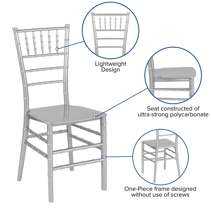 Flash Furniture Hercules Chiavari Dining Chair in Silver