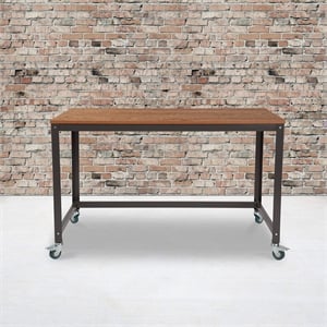 Flash Furniture Livingston Mobile Writing Desk in Brown Oak