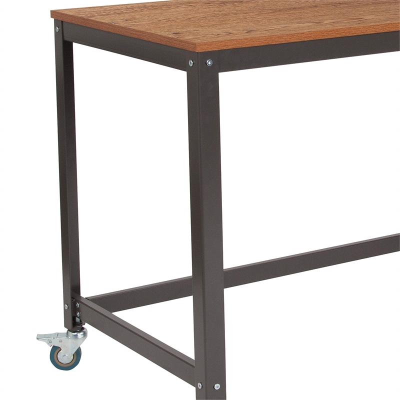 Flash Furniture Livingston Mobile Writing Desk in Brown Oak