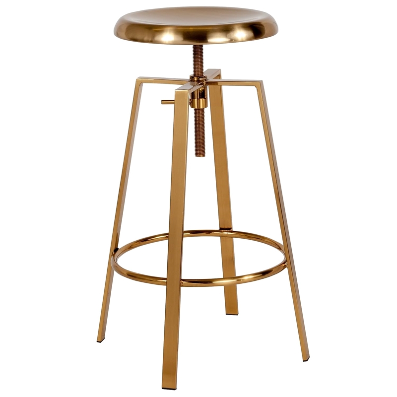 Flash Furniture Toledo Metal Adjustable Bar Stool in Gold