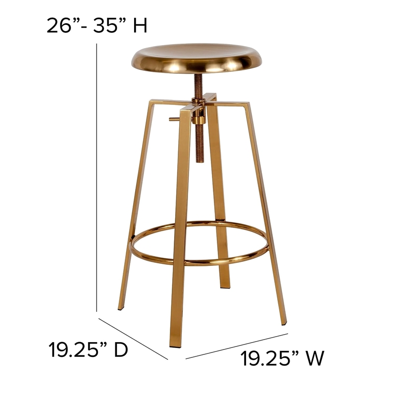 Flash Furniture Toledo Metal Adjustable Bar Stool in Gold