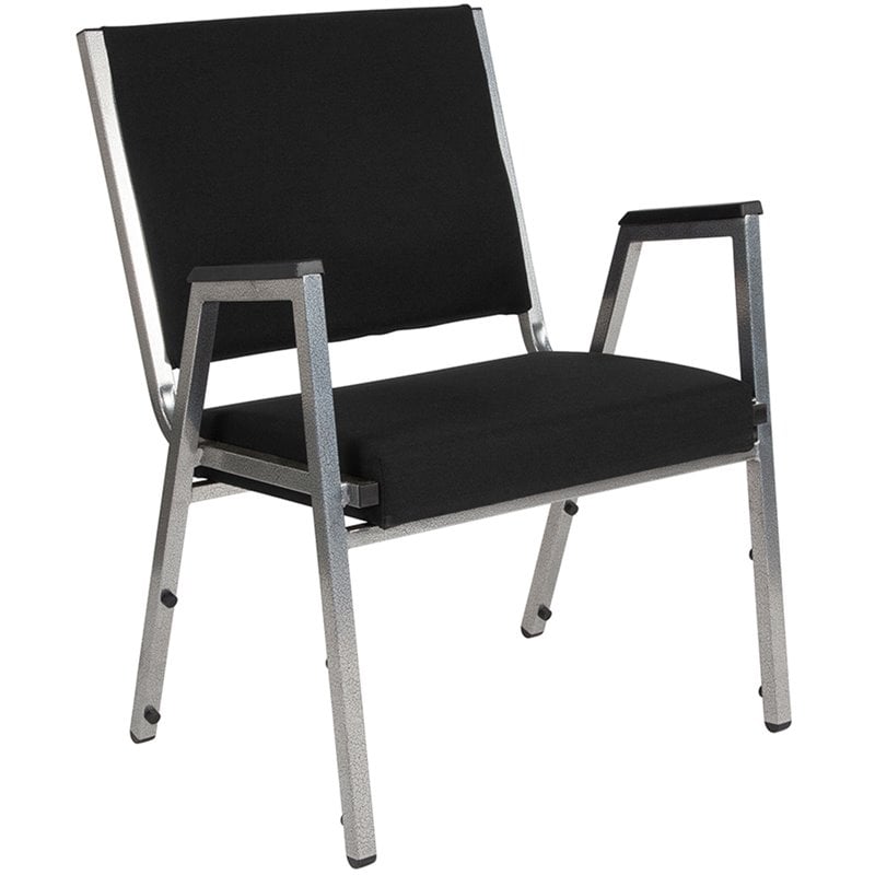 Flash Furniture Hercules Bariatric Reception Arm Chair in Black and Silver
