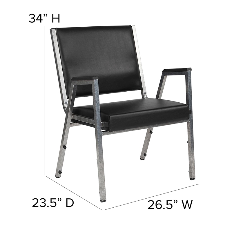 Flash Furniture Hercules Faux Leather Bariatric Arm Chair in Black and Silver