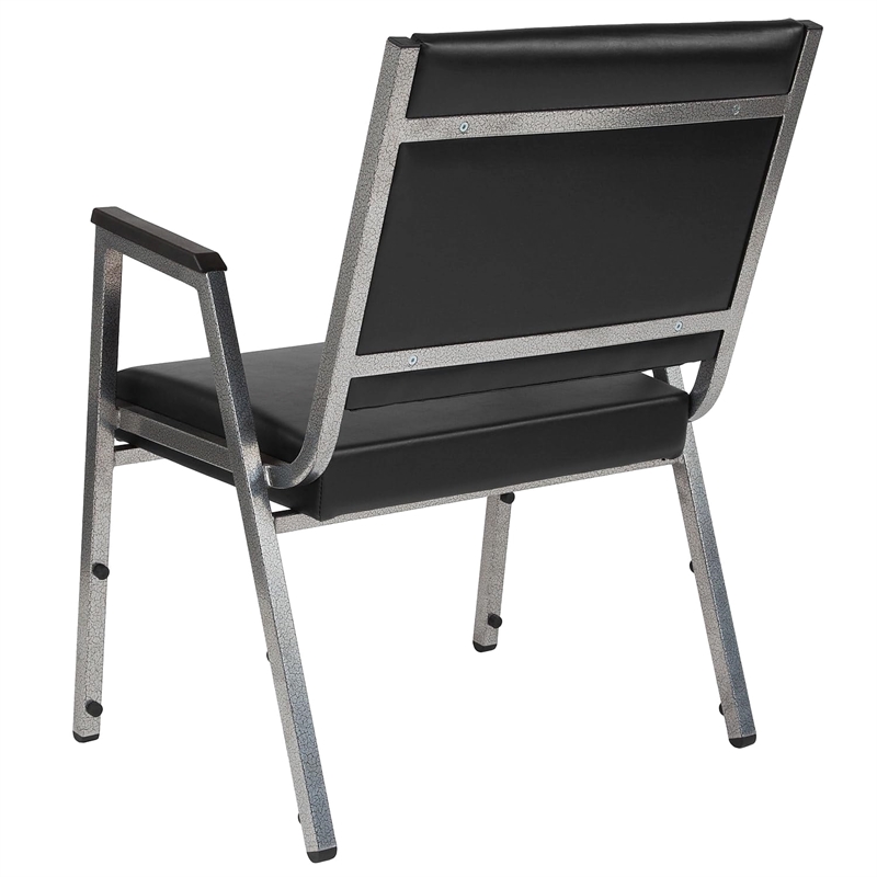 Flash Furniture Hercules Faux Leather Bariatric Arm Chair in Black and Silver