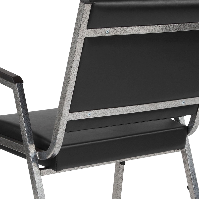 Flash Furniture Hercules Faux Leather Bariatric Arm Chair in Black and Silver