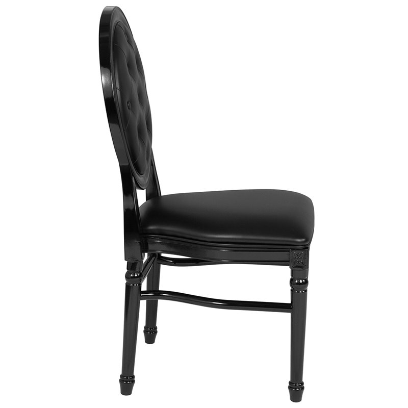 Flash Furniture Hercules King Louis Faux Leather Dining Side Chair in Black
