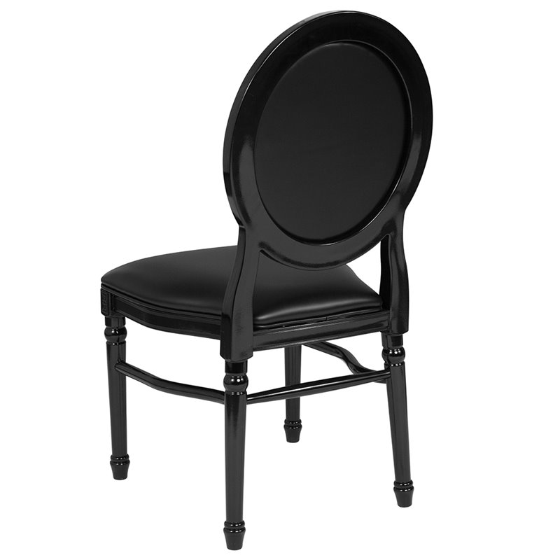 Flash Furniture Hercules King Louis Faux Leather Dining Side Chair in Black