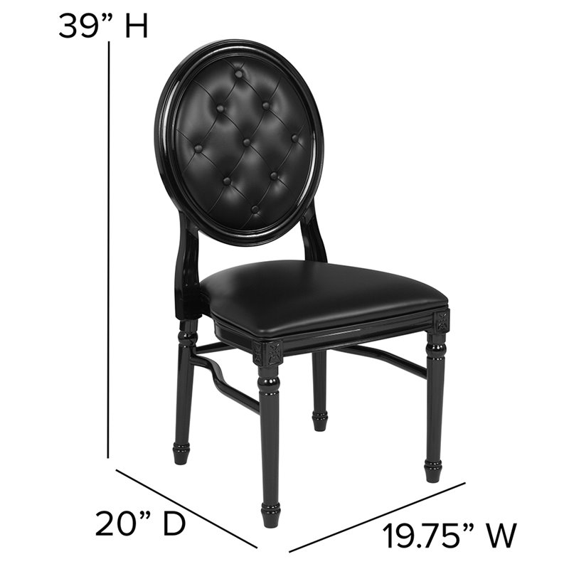 Flash Furniture Hercules King Louis Faux Leather Dining Side Chair in Black