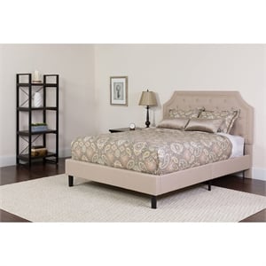 Flash Furniture Brighton Tufted Queen Platform Bed in Beige