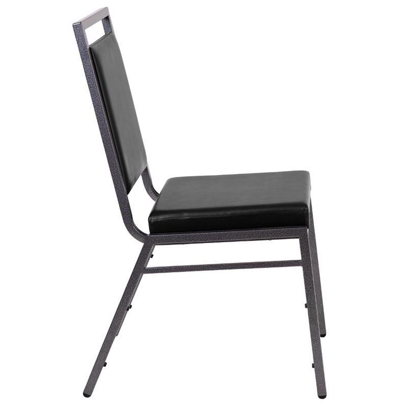 Flash Furniture Hercules Faux Leather Banquet Event Chair in Black and Silver