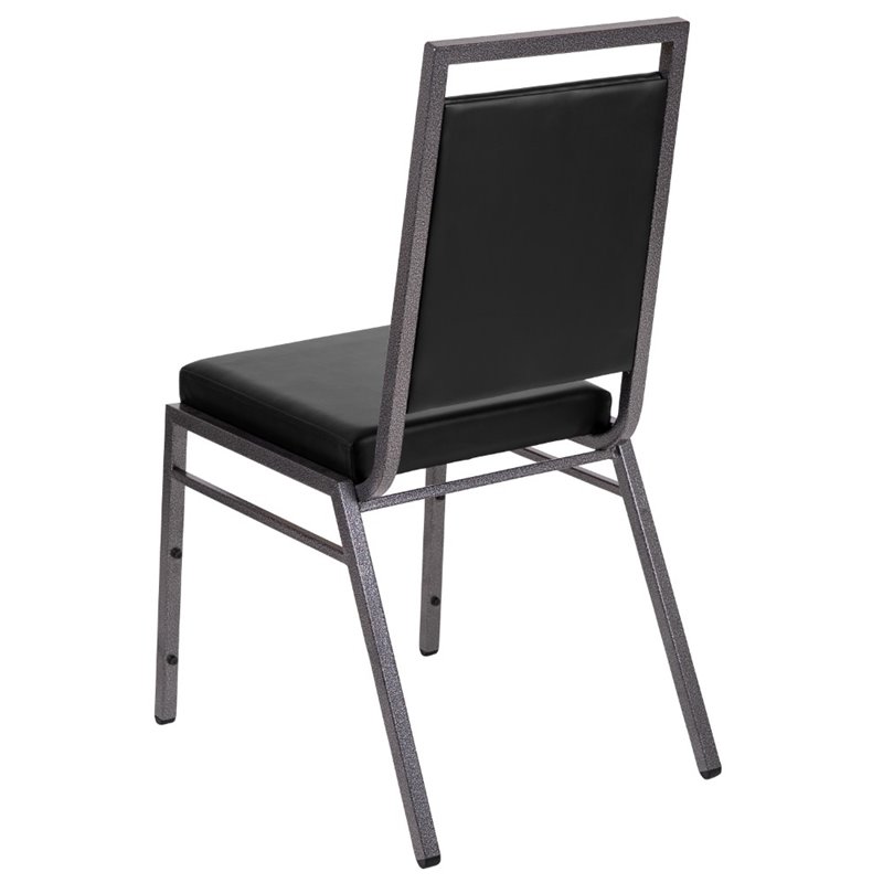 Flash Furniture Hercules Faux Leather Banquet Event Chair in Black and Silver