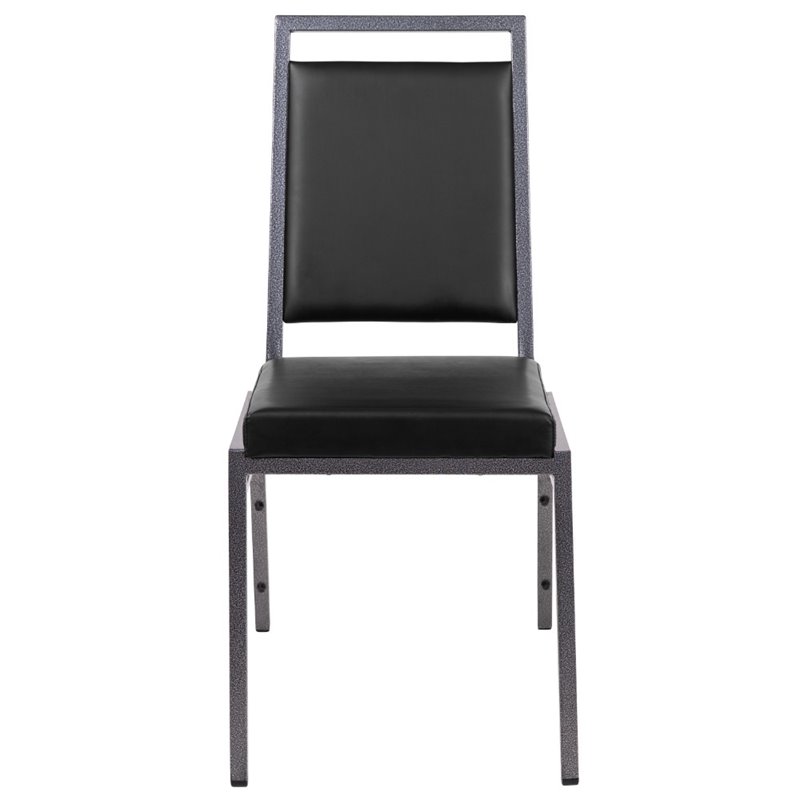 Flash Furniture Hercules Faux Leather Banquet Event Chair in Black and Silver
