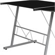 Flash Furniture Glass Top L Shaped Writing Desk in Black and Silver